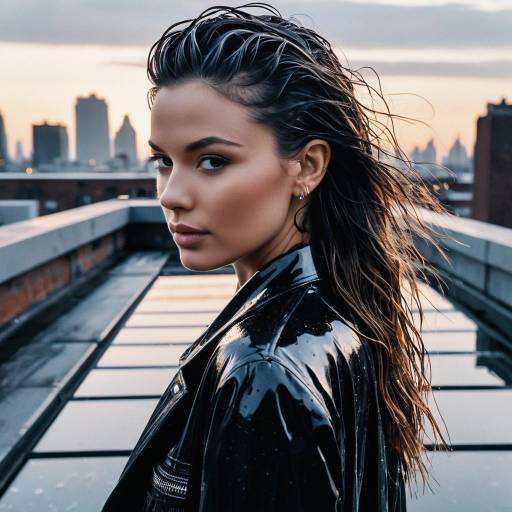 Fashion Influencer with Wet Look Hairstyle