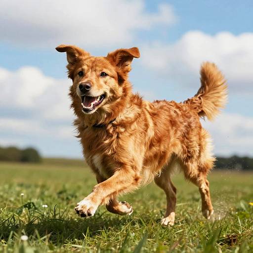 Joyful Redhead Dog in Meadow