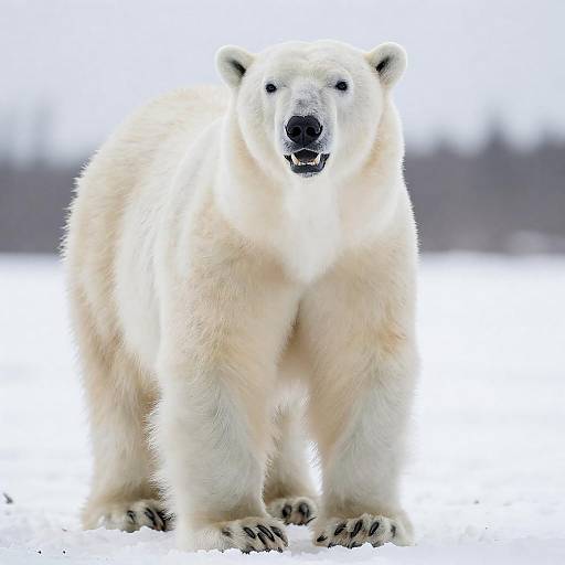 Curious Polar Bear in Snowy Landscape