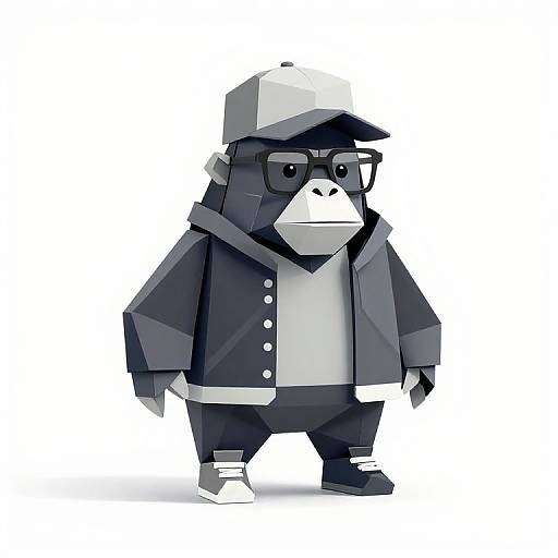 Origami Hip Hop Gorilla Vector