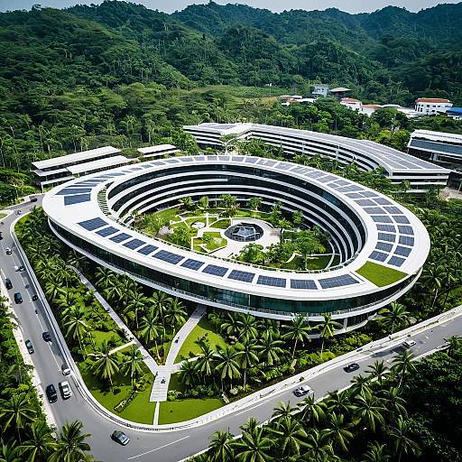 Modern Circular Convention Center in Tropical Forest