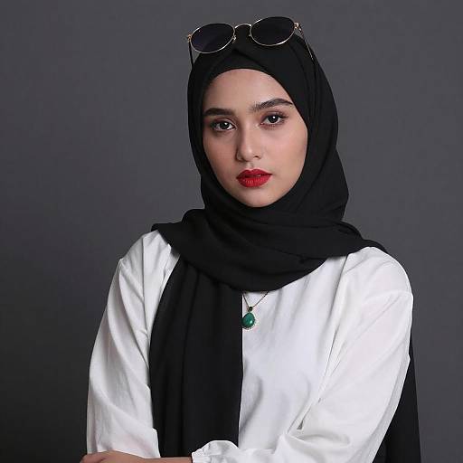 Portrait of Woman in Black Hijab