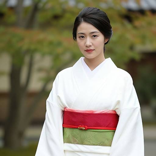 Woman in White Kimono with Sash