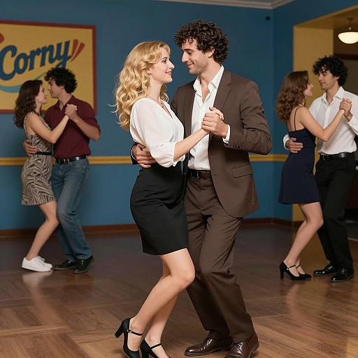 Dancing Couple at a Colorful Event