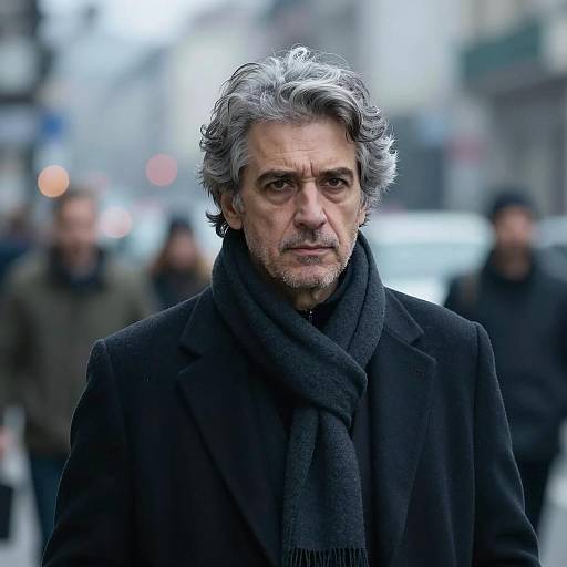 Intense Gaze of a Middle-Aged Man