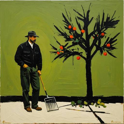 Abstract Gardener with Apple Tree
