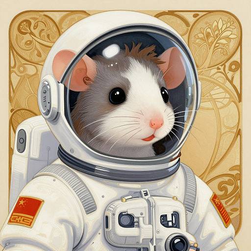 Anthropomorphic Rat Girl Astronaut Art