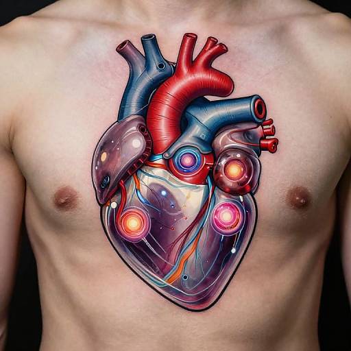 Cyborg Biomechanical Cybernetic Heart Tattoo