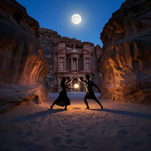Moonlit Sandstone Canyon Lantern Duet