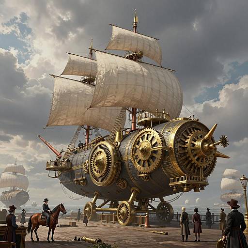 Steampunk Sky Leviathan Airship Concept Art