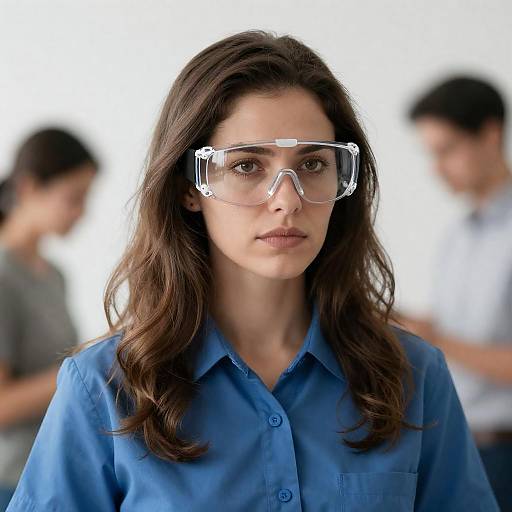 Woman Wearing Safety Goggles in Work Environment