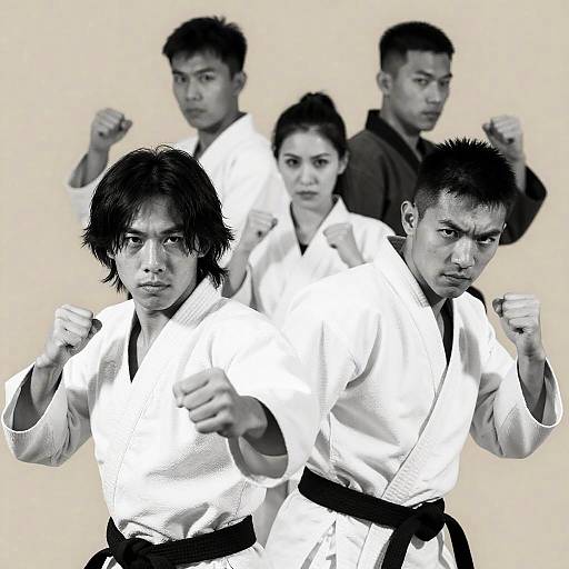 Dynamic Martial Artists in Action Poses