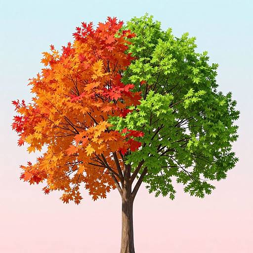 Dual Season Vibrant Tree Artwork