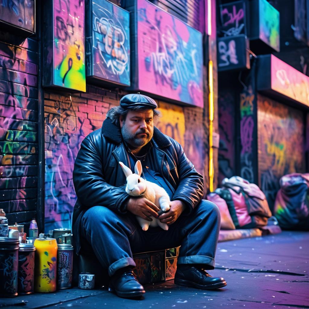 Melancholic Homeless Man in 1980s NYC