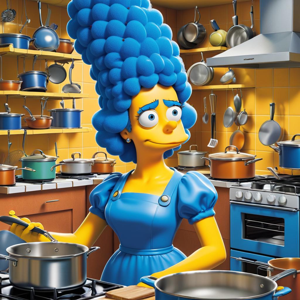 Marge Simpson in a Confused Kitchen Scene