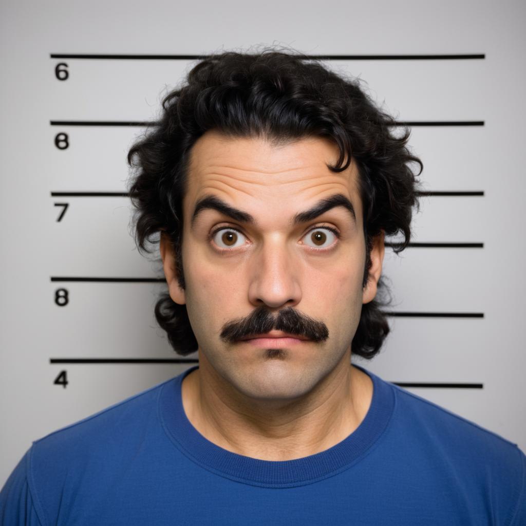 Quirky Mugshot of a Bewildered Mario