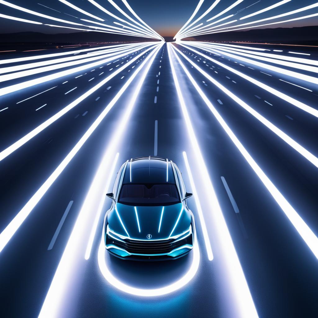 A Shimmering Light Car on an Endless Highway