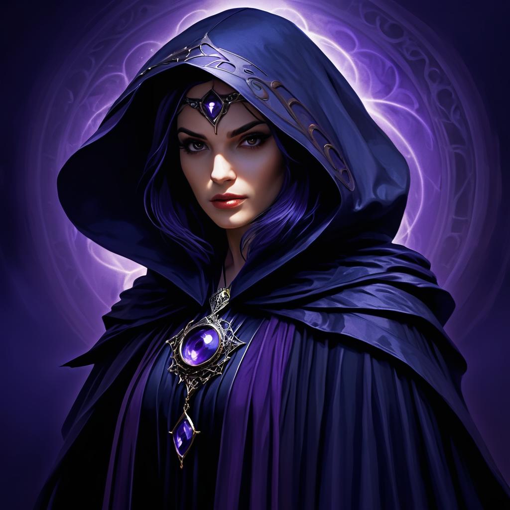 Mysterious Raven Sorceress Portrait