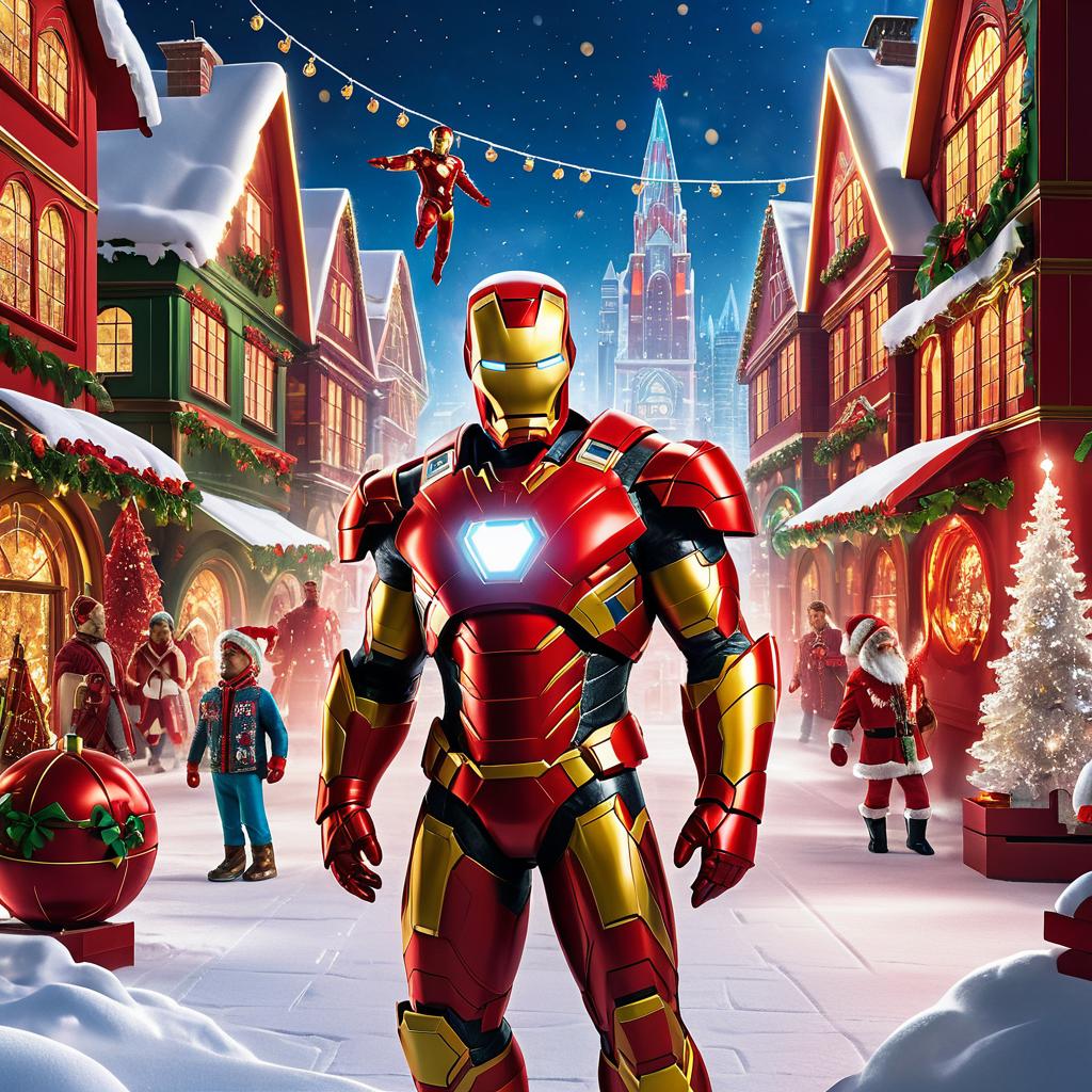 Iron Man Santa in a Winter Wonderland