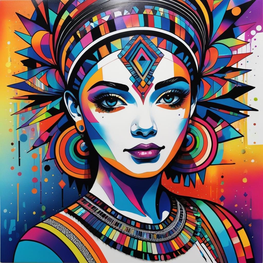 Vibrant Abstract Geometric Girl Artwork