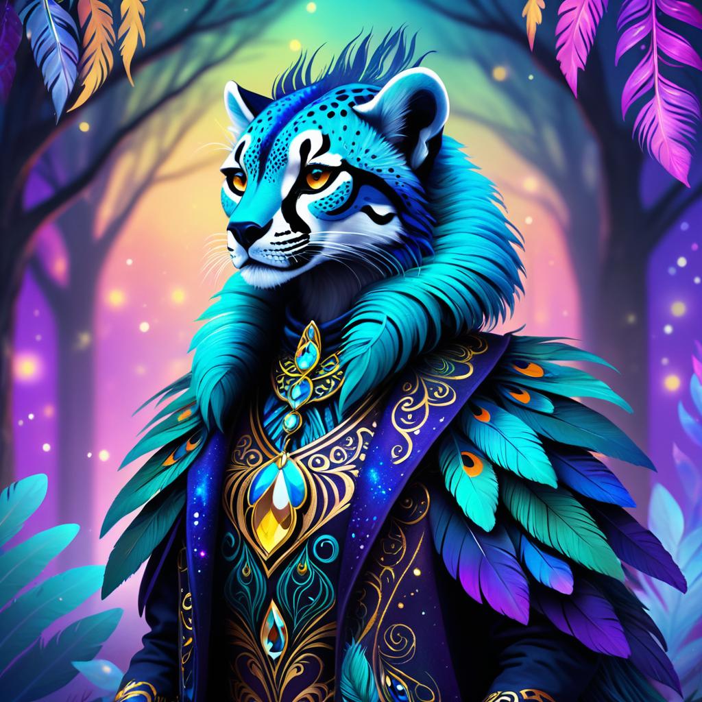 Celestial Stylized Cheetah in Druidic Attire