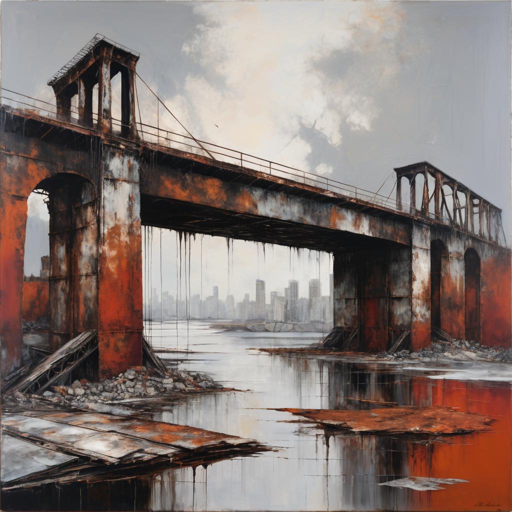 Abstract Collapse: City Bridge in Kiefer Style