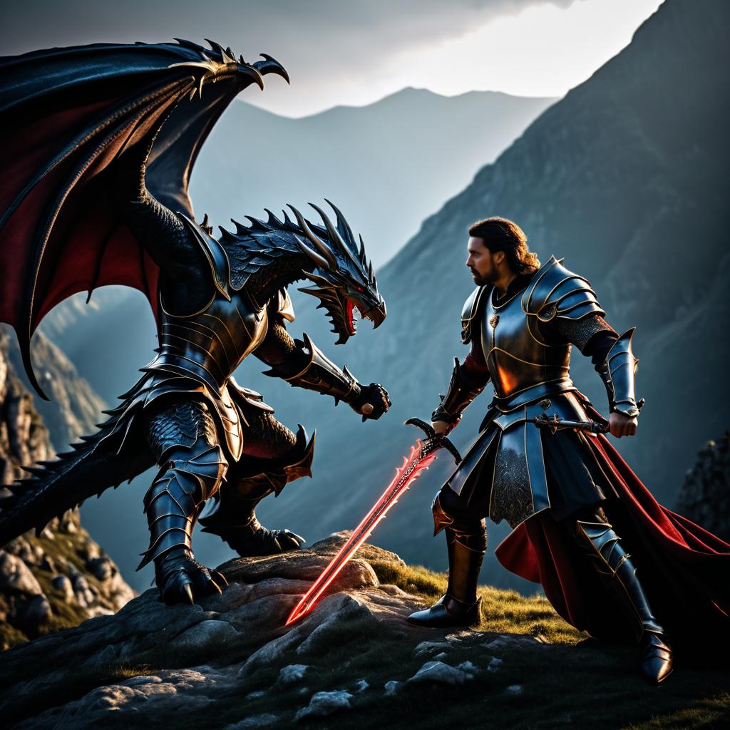 Epic Knight vs Dragon Battle Portrait