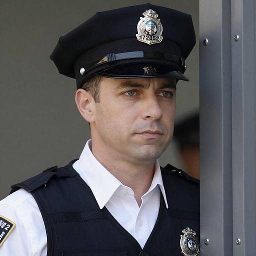 Middle-Aged Man in Police Uniform