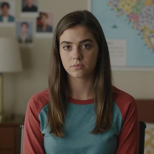 Young Woman in Dimly Lit Room