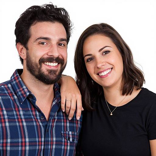 Smiling Couple Portrait on White