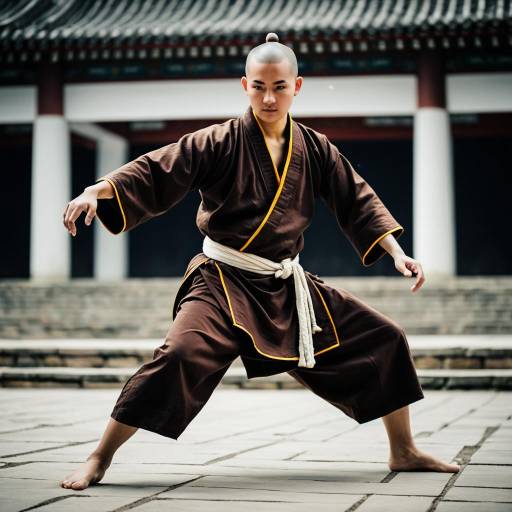 Young Shaolin Monk Practicing Martial Arts