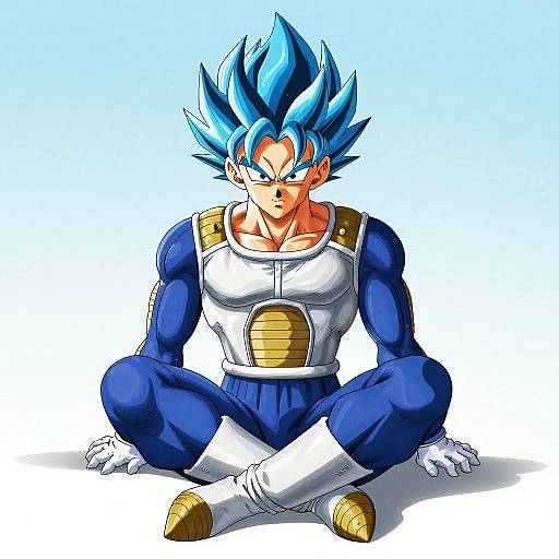 Super Saiyan Blue Vegeta Character Sitting