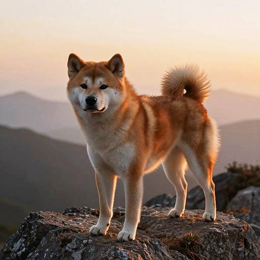 Akita Inu in Rocky Mountain Sunrise