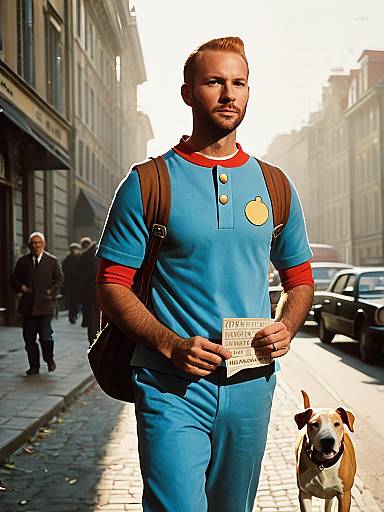 Man in Tintin Costume Cinematic Realism