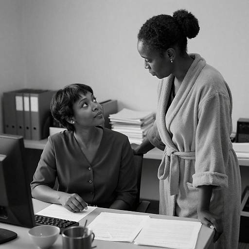 Office Dynamics: Black Women in Monochrome