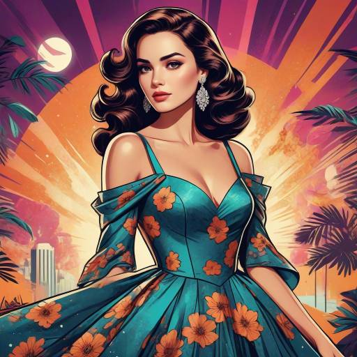 Sophisticated Mediterranean Woman in Floral Gown Sophisticated Mediterranean Woman in Floral Gown