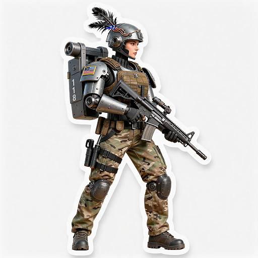 Female Exoskeleton Demolition Specialist Sticker