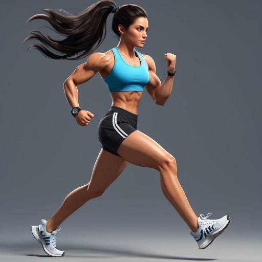 Muscular Girl Running in Sneakers