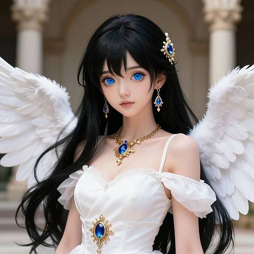Anime Angel Girl with Ornate Jewelry