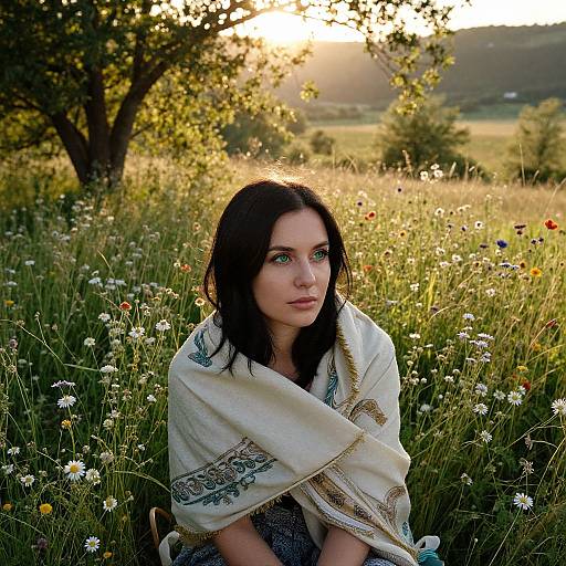 Eastern European Portrait in Wildflowers