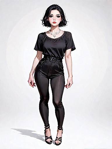 Stylish Woman in Black Outfit