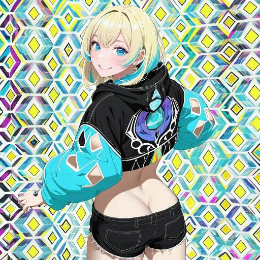 Blonde Girl in Stylish Hoodie and Shorts