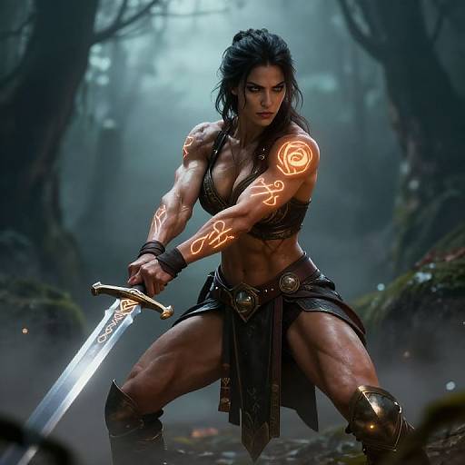 Muscular Lesbian Warrior in Fantasy Armor