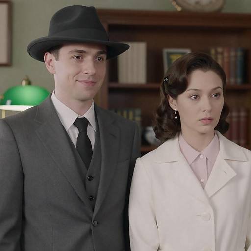 Vintage Portrait of Man and Woman in Classic Attire