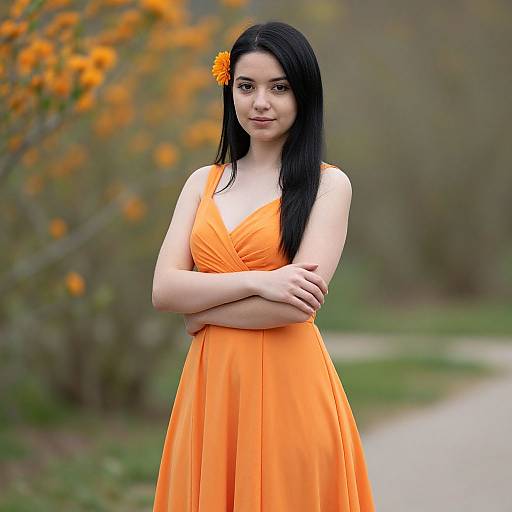 Elegant Orange Prom Dress Portrait