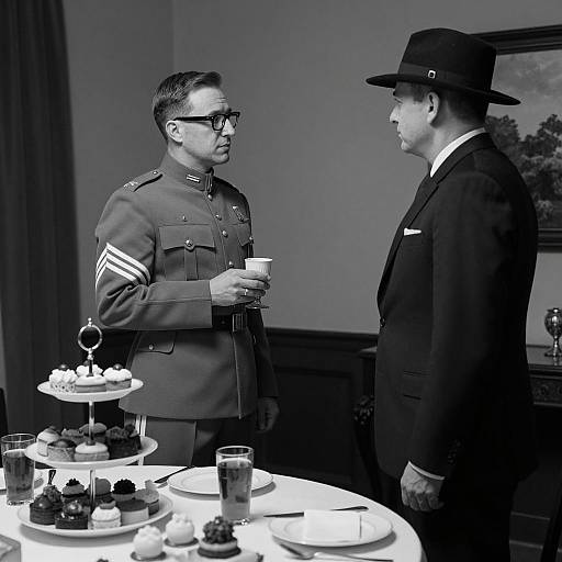 Dimly Lit Encounter in Black and White