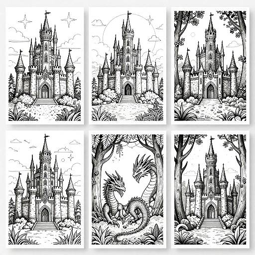 Fantasy Landscapes Coloring Sheets