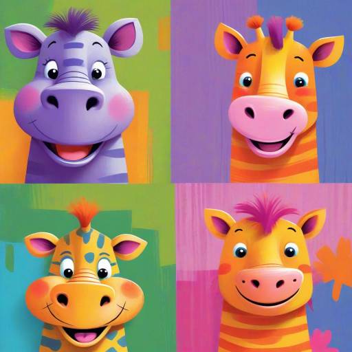 Cheerful Cartoon Animal Faces Collection