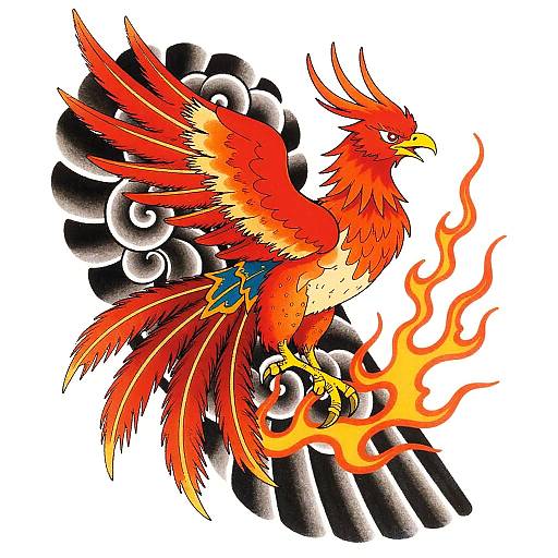 Traditional Anime Phoenix Tattoo Art