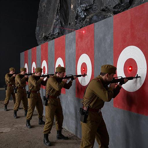 Intense Soldiers Aiming at Targets